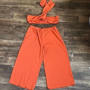 SHEIN Orange Wide Leg Pants